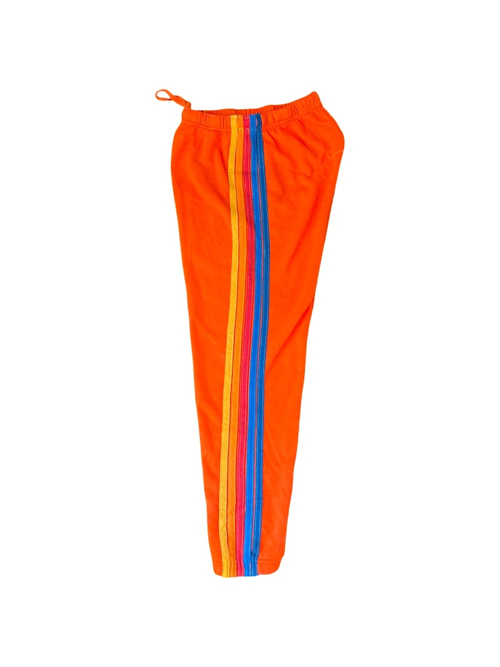 Aviator Nation Neon Orange Joggers with Rainbow Stripe